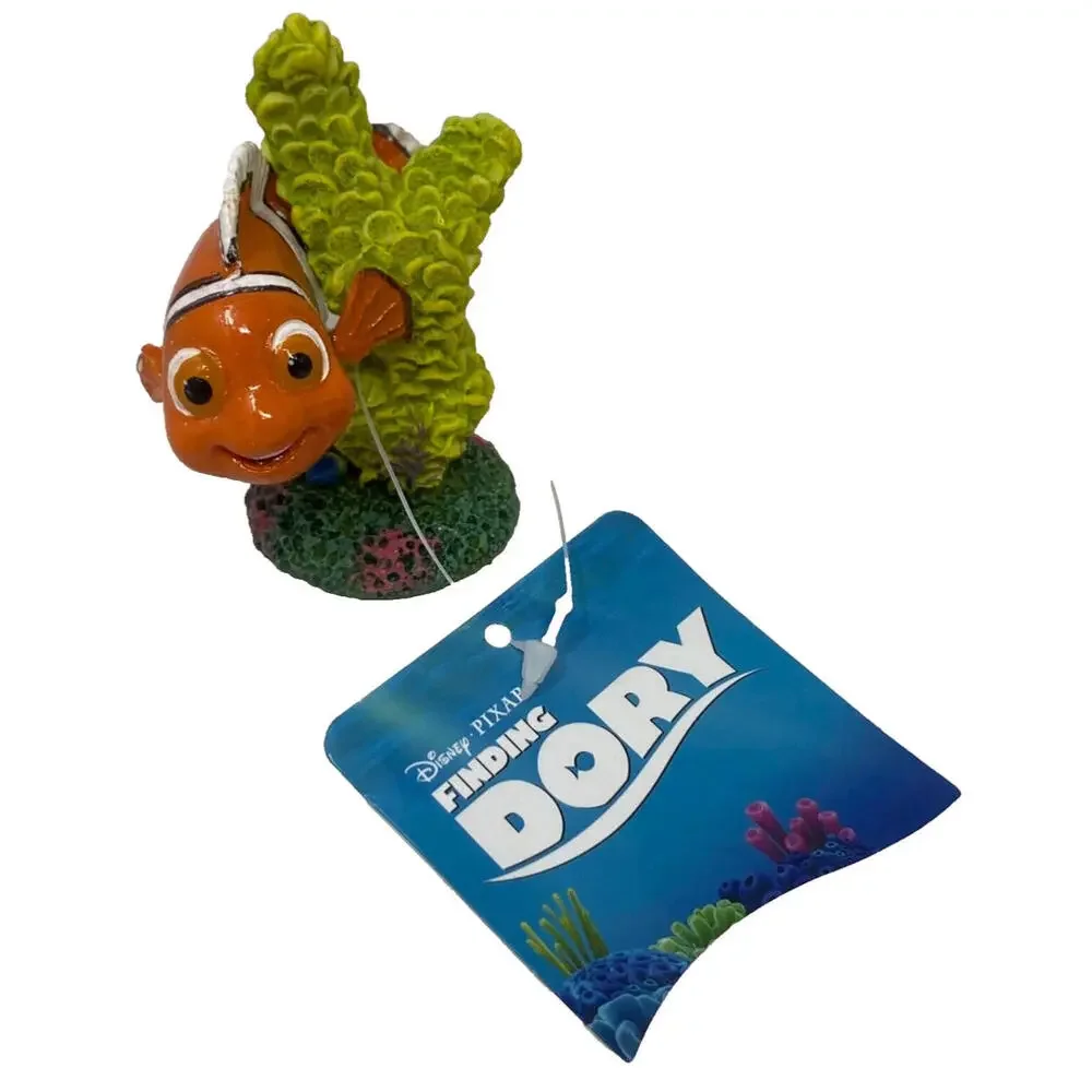 PENN PLAX Disney Pixar Finding Dory NEMO w/GREEN CORAL RESIN Aquarium Ornament
